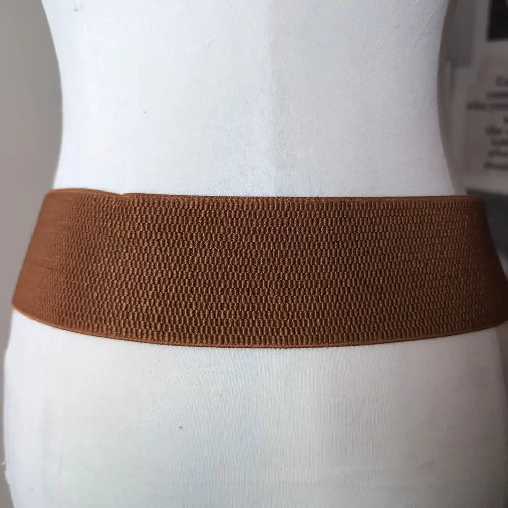 Faux Suede Elastic Waist Belt With Leaf Buckle